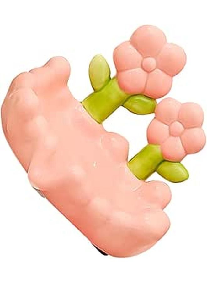 صحن الصابون السيراميك بتصميم الزهور، حامل الصابون الوردي للحمام، منضدة الحوض - Image 1