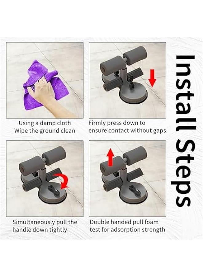 Sit Up Bar,Portable Adjustable Sit Up Floor Holder with 2 Strong Suction Cups and 1 Resistance Band,Situp Bar Assistance Device for Ab Workouts,Sit-Ups & Core Exercises,Home Office Gym - Image 2