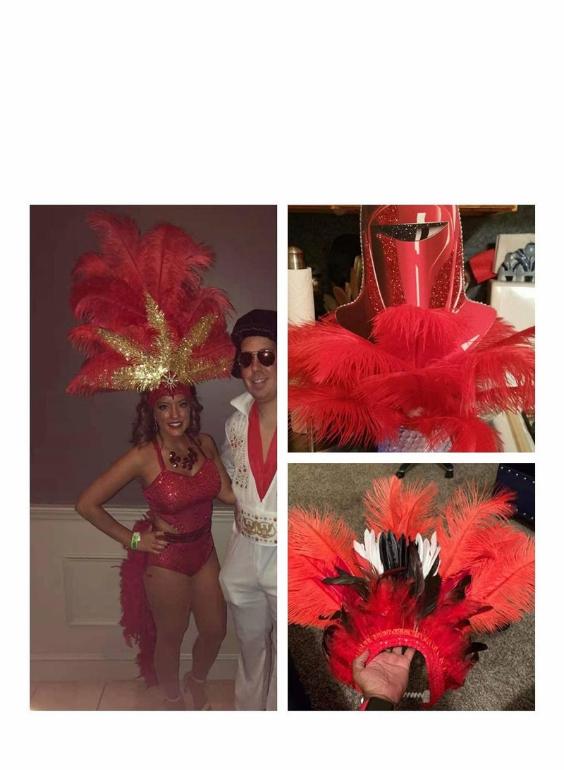 KASTWAVE Ostrich Feathers Bulk, Natural 10-12inch 25-30 cm Ostrich Feathers Lamp Wedding Party Centerpieces, Flower Arrangement and Home Decoration (Red) 10 Pcs - Image 3