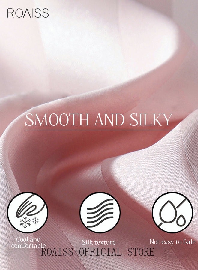 roaiss 2 Piece Pajama Set Women's Short Sleeve Shorts Girls Cute Cartoon Bear Pattern Stripes Sleepwear Sets Ladies Loungewear Soft Home Wearing Clothes Spring Summer Light Pink  - Image 4