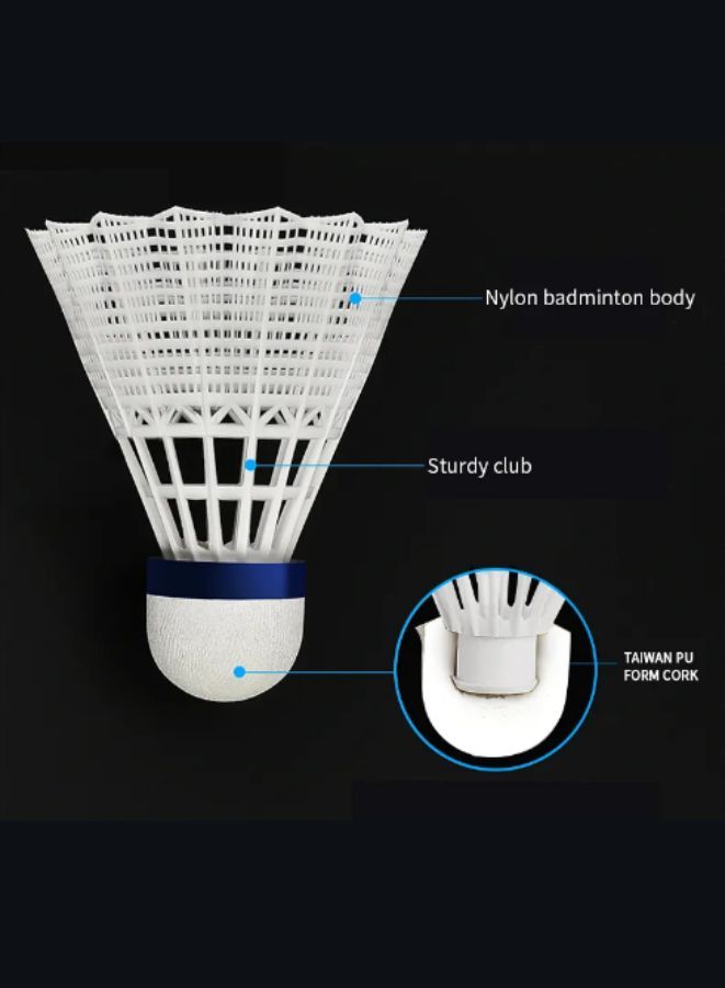 Whizz 6 Pcs Nylon Badminton Shuttle Natural Soft Wood Badminton Balls Sports Training Badminton Balls For Indoor Outdoor Sports White - Image 5