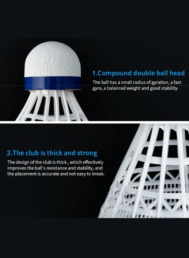 Whizz 6 Pcs Nylon Badminton Shuttle Natural Soft Wood Badminton Balls Sports Training Badminton Balls For Indoor Outdoor Sports White - Image 4