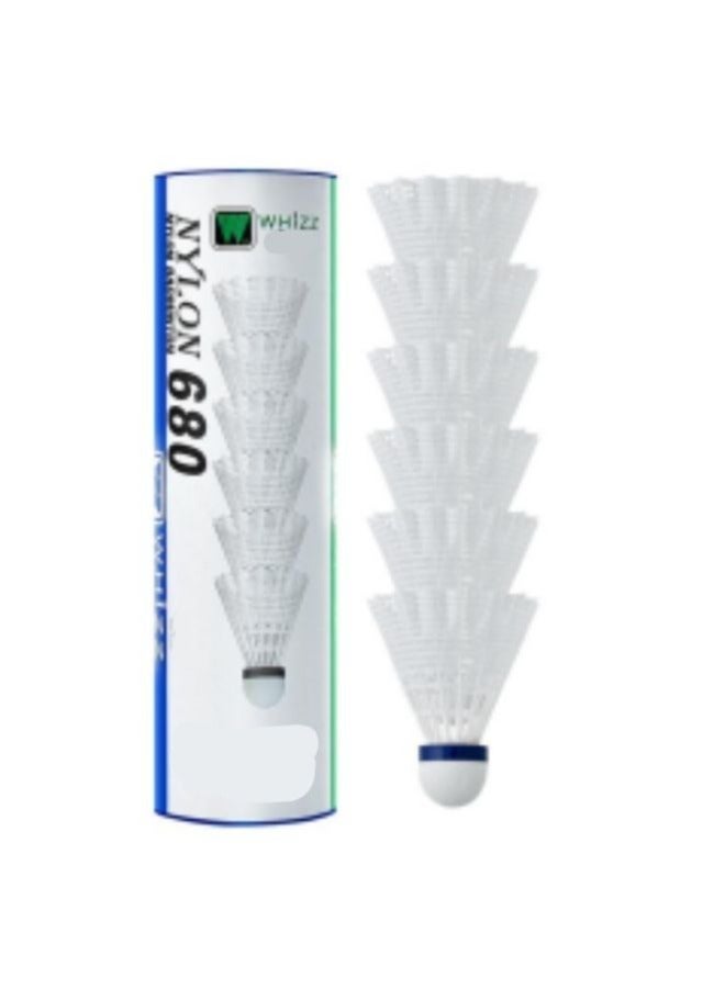 Whizz 6 Pcs Nylon Badminton Shuttle Natural Soft Wood Badminton Balls Sports Training Badminton Balls For Indoor Outdoor Sports White - Image 1
