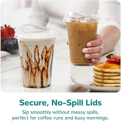 GUSTO Clear Plastic Cups with Lids [20 oz - 50 Count - Disposable Iced Coffee Drink Cups with Strawless Sip Lids for Smoothies, Juices, and More - Formerly Comfy Package - Image 5