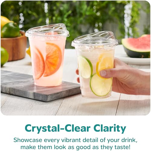 GUSTO Clear Plastic Cups with Lids [20 oz - 50 Count - Disposable Iced Coffee Drink Cups with Strawless Sip Lids for Smoothies, Juices, and More - Formerly Comfy Package - Image 3
