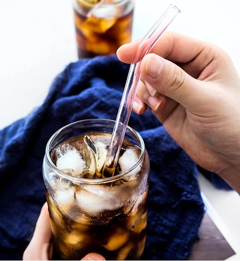 WEZOSHINET WEZOSHINET Ice Juice Drinks Glass Printed Can Mug with Straw for MilkCoffeeGreen Tea Cup 510ml Transparent Printed Can Shape Glass Cup Pack of 1 - Image 4