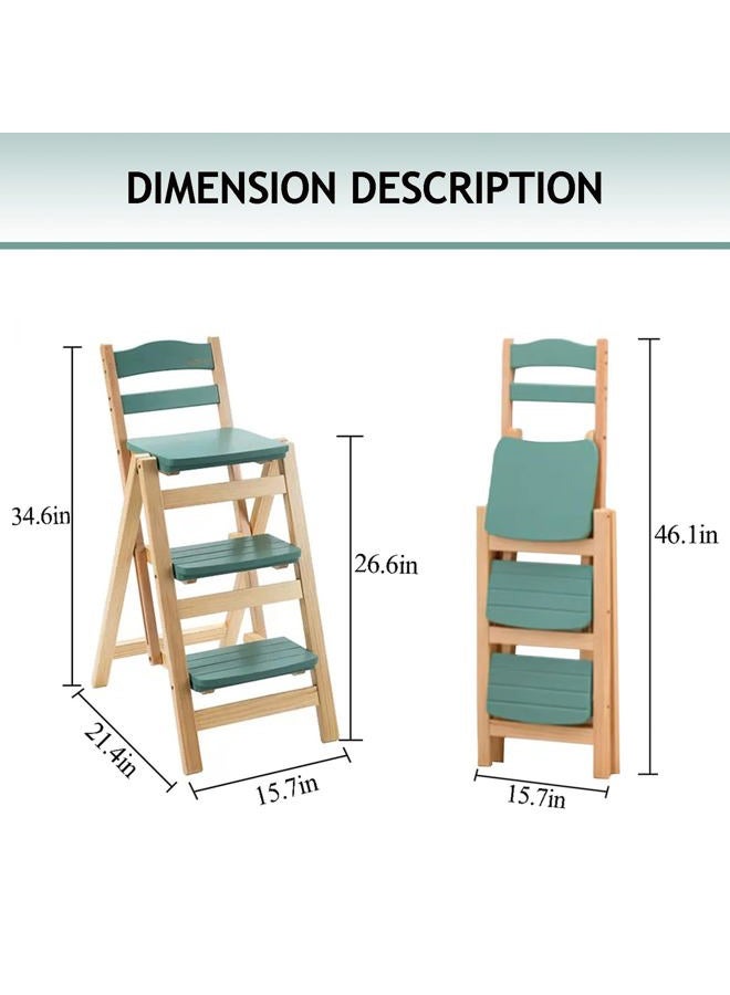 CDDUOLA Folding 3 Tier Step Ladder (Color : Green, Size : 15.7x21.5x34.6in) - Image 4