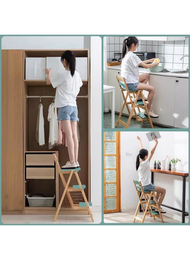 CDDUOLA Folding 3 Tier Step Ladder (Color : Green, Size : 15.7x21.5x34.6in) - Image 3