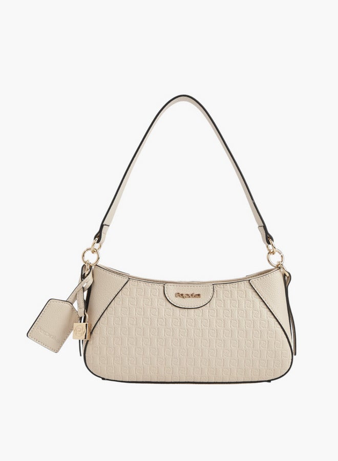 Paprika Monogram Embossed Shoulder Bag with Detachable Strap and Zip Closure  - Image 1