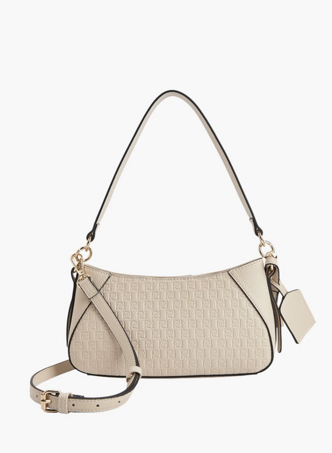 Paprika Monogram Embossed Shoulder Bag with Detachable Strap and Zip Closure  - Image 2