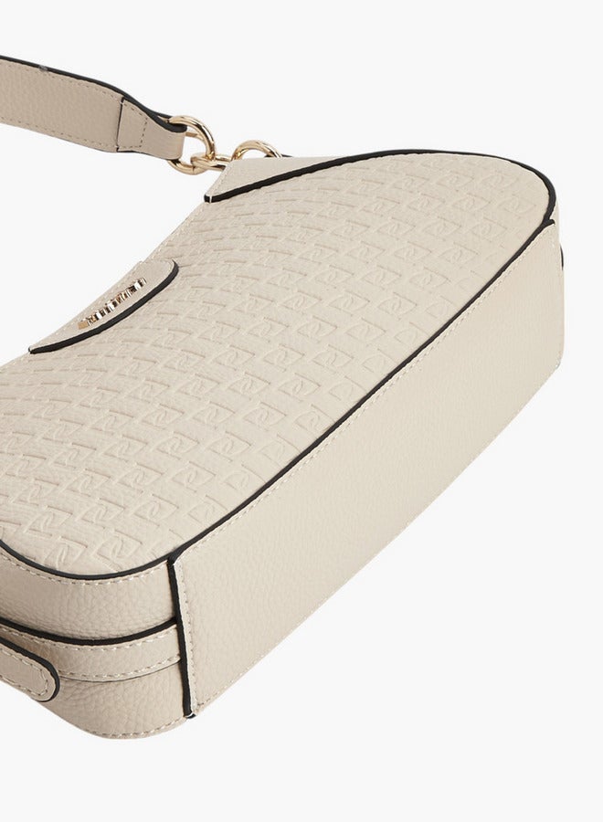Paprika Monogram Embossed Shoulder Bag with Detachable Strap and Zip Closure  - Image 5