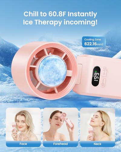 Kimguard Handheld Portable Turbo Fan with Ice Cooler Speed 1199 5500mAh Rechargeable Personal Fan20H Cooling Time Mini Yet Powerful 20000 RPM Small Pocket Fans for TravelOutdoorHomeOffice Pink - Image 3