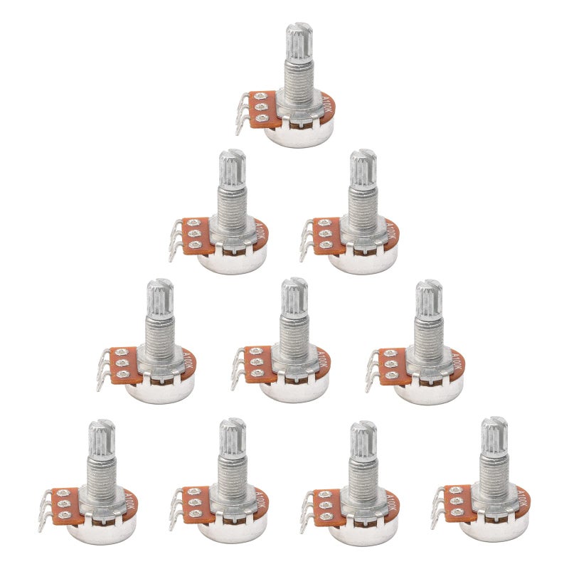 JIUWU A100k OHM Audio Pots Split Shaft Taper Guitar Potentiometer Replace for Electric Guitar Pack of 10