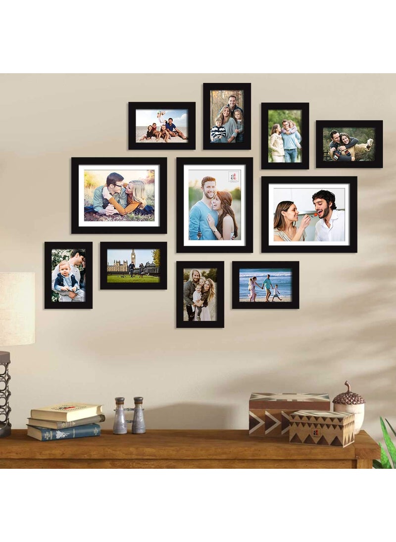 Art Street Art Street Virtue Set of 11 Black Wall Photo Frame, Picture Frame for Home Decor (Size - 5x7, 8x10)  - Image 1