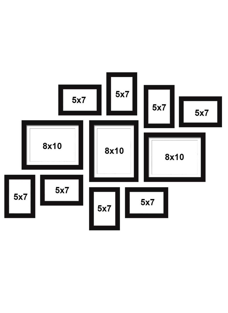Art Street Art Street Virtue Set of 11 Black Wall Photo Frame, Picture Frame for Home Decor (Size - 5x7, 8x10)  - Image 3