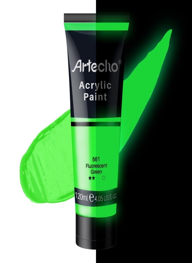 Artecho Glow in the Dark Paint, Neon Green Paint (120ml / 4.05oz) Tubes, Art Craft Paints for Canvas, Rock, Stone, Wood, Fabric, Art Supplies - Image 1