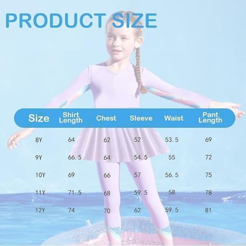 3Pcs Girls Long Sleeve Swimsuit Bathing Suit Modest Muslim Swimsuit Set Rash Guard Swimwear Full Coverage Swimwear 4-11 years - Image 4