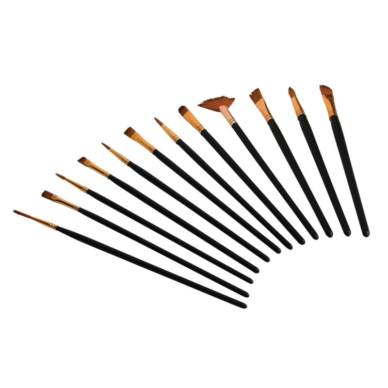 Performance Tool W228 12-Piece Paint Brush Set with Nylon Bristles and Wooden Handles - Ideal for Automotive Detail, Home, and Art Projects - Image 2