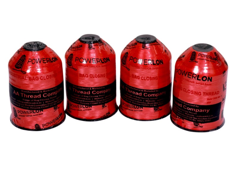 Powerlon Red Nylon Bag Closer Thread (Pack of 4) 2000 Mtr - Image 1