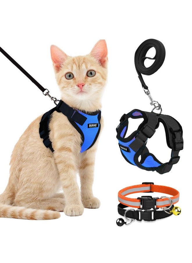 Buraq Pets Escape Proof No Pull Cat Harness with Leash for Outdoor, Walking, Air Mesh Fabric, Easy Control, Adjustable & Durable Cat Leash (XS, Blue) - Image 1