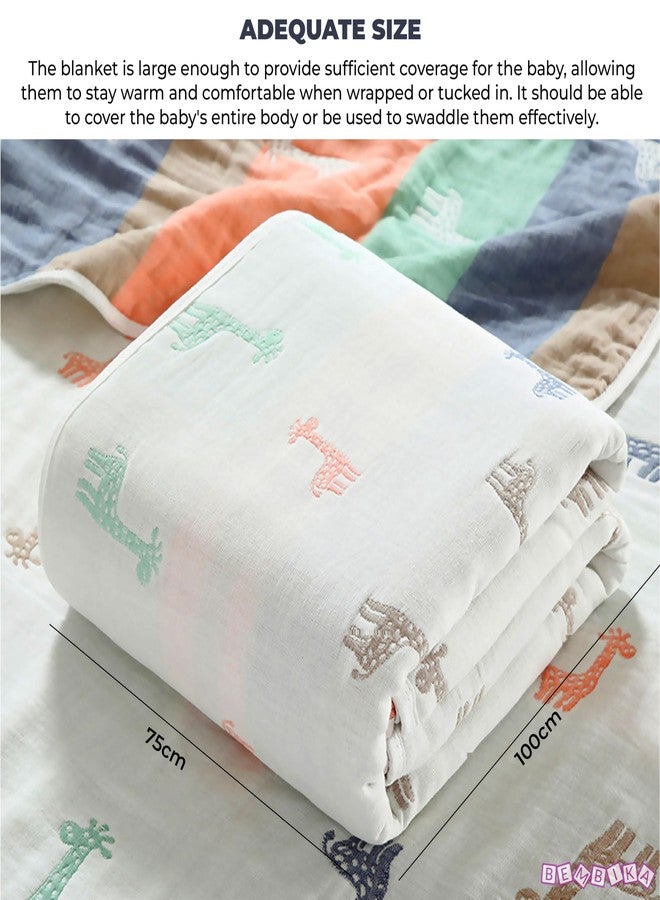 BEMBIKA Baby Essential Multipurpose Blanket for Baby 6 Layer Cotton Gauze Baby Stroller Blanket Baby Swaddle Soft Blanket Bath Towel for Newborn, Infant and Small Kids-1 Pc (Giraffe White) - Image 5