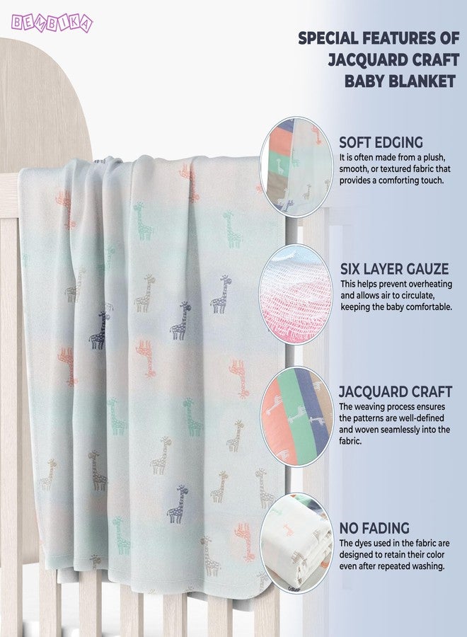 BEMBIKA Baby Essential Multipurpose Blanket for Baby 6 Layer Cotton Gauze Baby Stroller Blanket Baby Swaddle Soft Blanket Bath Towel for Newborn, Infant and Small Kids-1 Pc (Giraffe White) - Image 4
