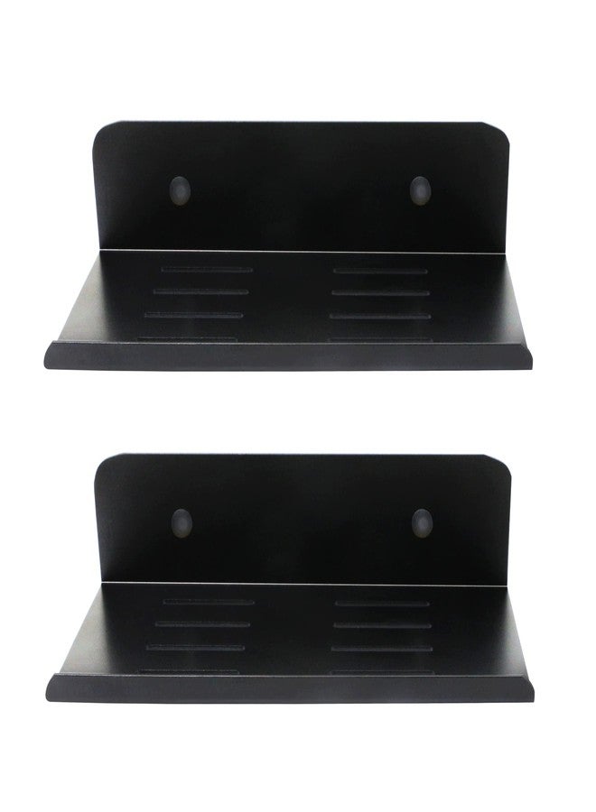 SinLoon 7.8 Inch Small Shelf in Flat Satin Aluminum Bathroom Shelf Wall Mount for Small Speaker Smartphone, Tablet, Toiletries Black 2 Pack - Image 4