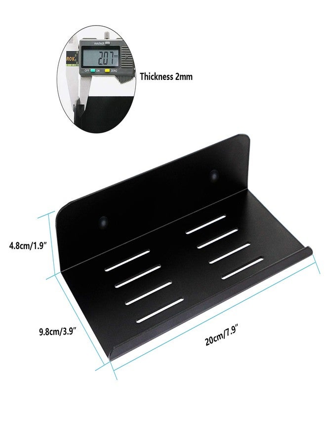 SinLoon 7.8 Inch Small Shelf in Flat Satin Aluminum Bathroom Shelf Wall Mount for Small Speaker Smartphone, Tablet, Toiletries Black 2 Pack - Image 2
