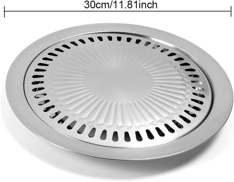 ANER BBQ Plate,korean Style Stovetop,Smokeless Indoor Stainless Steel Non-stick Roasting Round Barbecue Grill Pan For Indoor Outdoor Camping BBQ, Cooking Delicious Roasting Food - Image 4