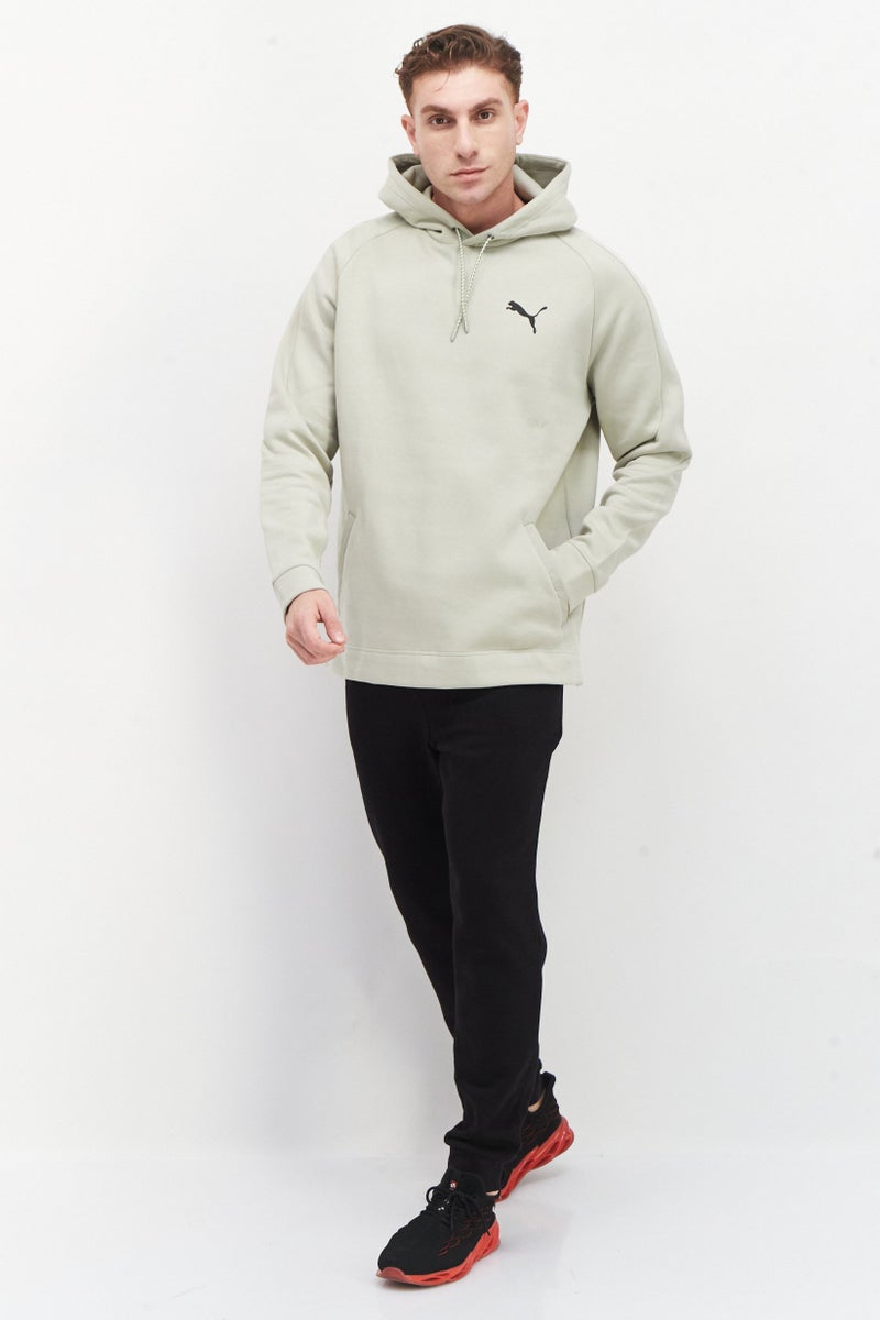 PUMA سويت شيرت رياضي للرجال بغطاء رأس، رمادي حصوي - Image 3