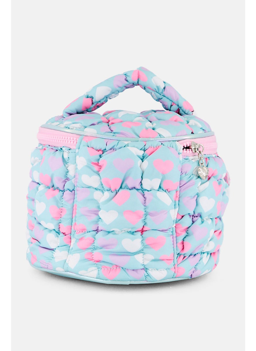 Miss Gwen's OMG Kids Girl Quilted Scrunchies Printed Hearts Glam Bag With Heart Charm, Multicolor  - Image 2