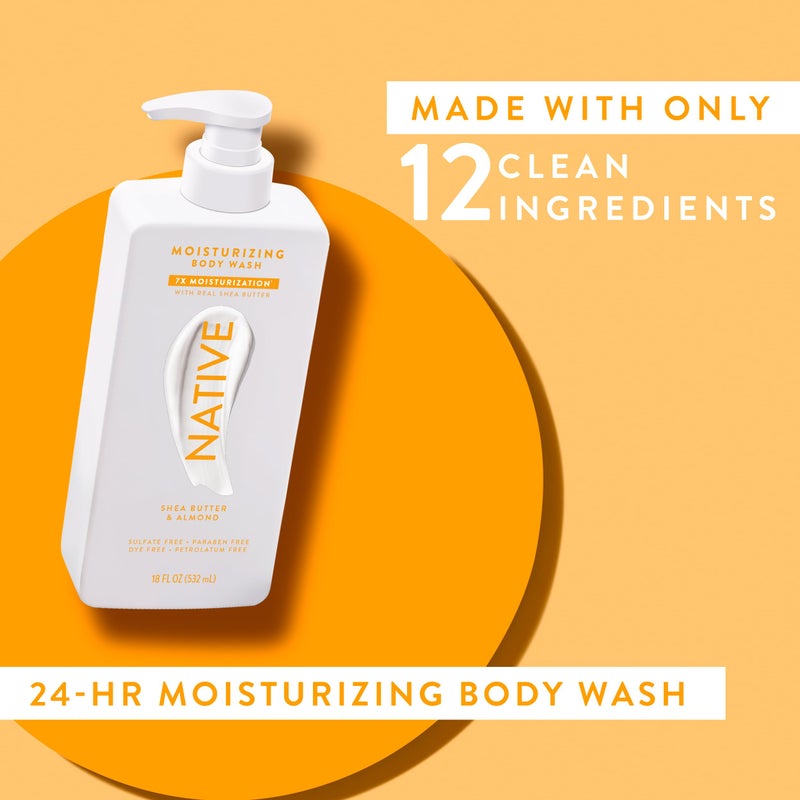 Native Moisturizing Body Wash Contains Naturally Derived Ingredients | For Women & Men, Sulfate, Paraben, & Dye Free Leaving Skin Soft and Hydrated | Shea Butter & Almond 18 oz - Image 5