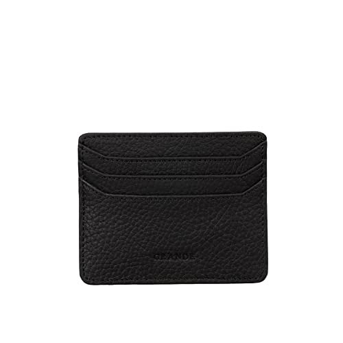 grande 3633 Genuine Leather Card Holder For Women and Men Super Slim Minimalist Small Snap Wallet (Black) - Image 1