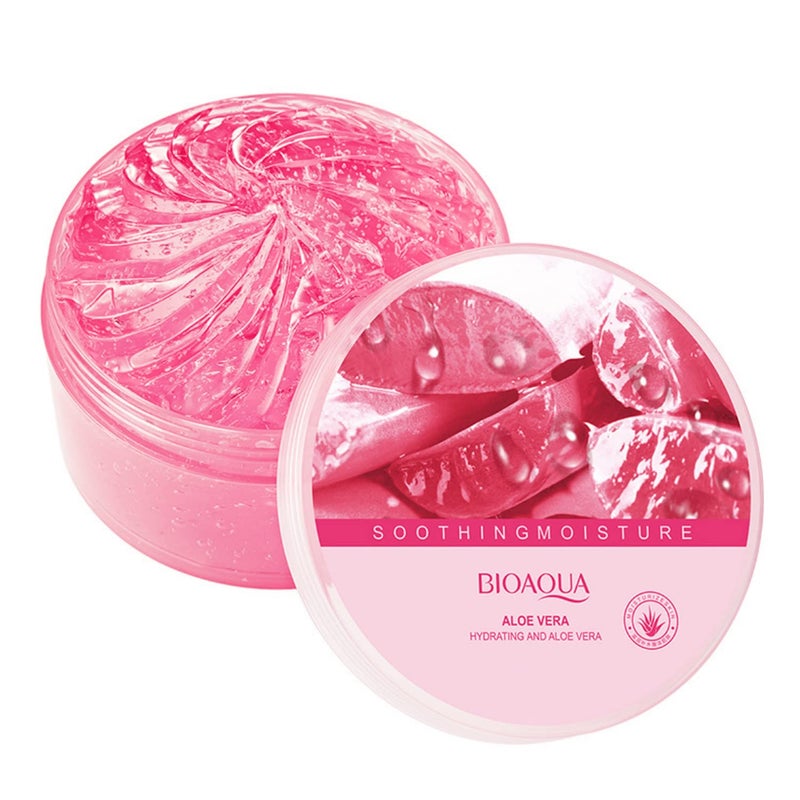 BIOAQUA Aloe Vera Extract Pink Gel Hydrating Moisturizing Soothing Skin Care Essence 300g/10.58oz - Image 1