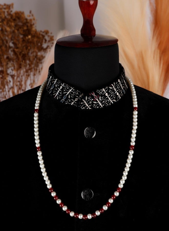 PIHU CREATION Mens Necklace, Specially for Groom,Pearl with Single Layered Design For Men (6) - Image 4