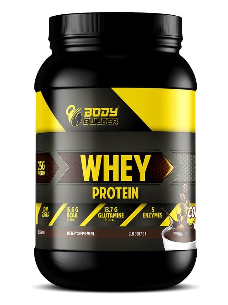 Body builder 100% whey protein - Coffee Flavor - 2lb, Elite Whey Protein Blend for Optimal Muscle Growth and Recovery, Rich in BCAAs, Glutamine and Digestive Enzymes, perfect post workout fuel - Image 1