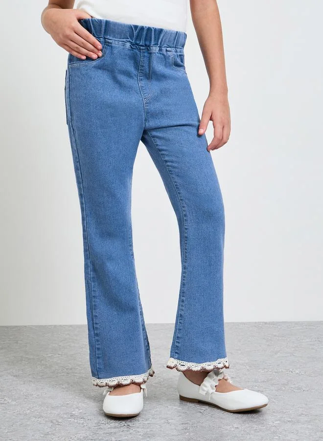 ستايلي Teen Girls Flared Jeans with Lace Hem