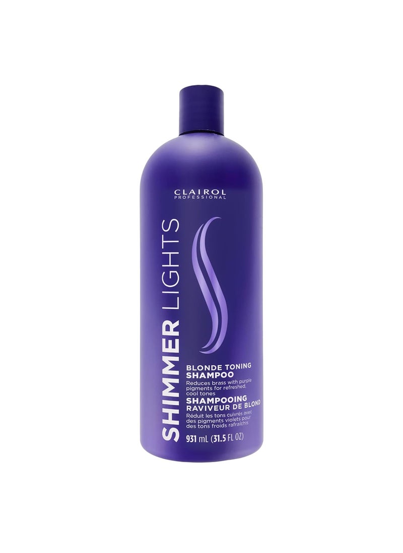 CLAIROL PROFESSIONAL - CLAIROL PROFESSIONAL Shimmer Lights Purple Shampoo 315 fl Oz Neutralizes Brass  Yellow Tones For Blonde Silver Gray  Highlighted Hair Packaging May Vary - Image 1