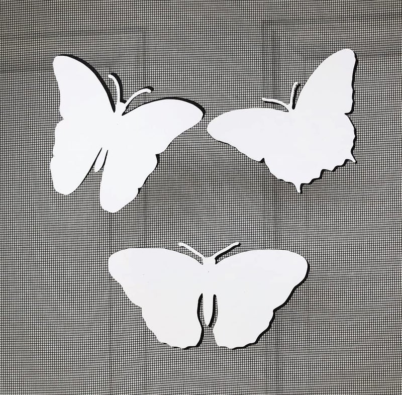 DCentral Three Butterflies Flexible Vinyl Safety Screen Magnets DoubleSidedWhiteEasier to See Decorative Helps to Stop Walking into Screens for NonRETRACTABLES Avg Sizes 5 x 3