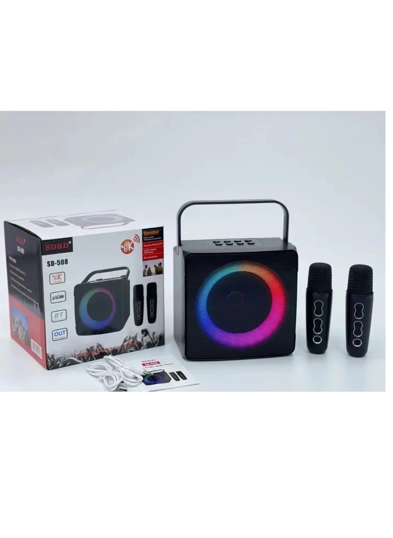 SDRD SDRD SD-508 Home KTV Outdoor Portable Bluetooth Speaker with Dual Wireless Microphones Black  - Image 3