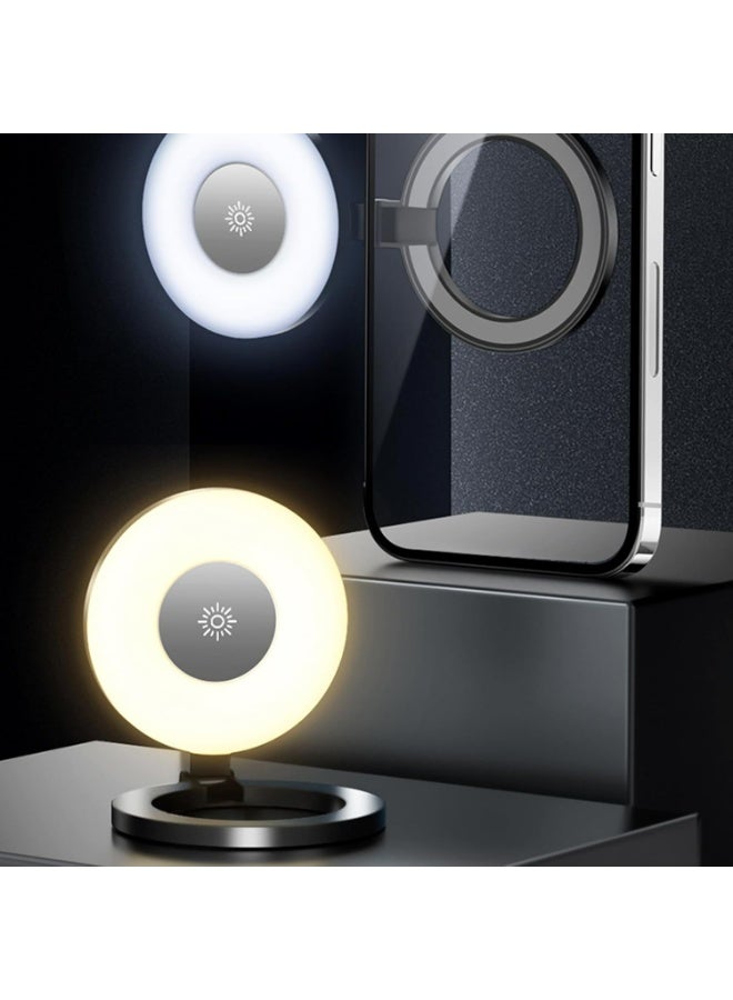 VOLUO VL-006 Magnetic Selfie Ring Light for Phone Photography – Foldable LED Light with 3 Brightness & Color Modes, USB Rechargeable, Portable LED Video Light for Selfies, Video Calls, TikTok, and Vlogs - Image 2