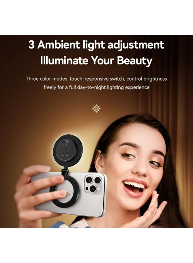 VOLUO VL-006 Magnetic Selfie Ring Light for Phone Photography – Foldable LED Light with 3 Brightness & Color Modes, USB Rechargeable, Portable LED Video Light for Selfies, Video Calls, TikTok, and Vlogs - Image 5