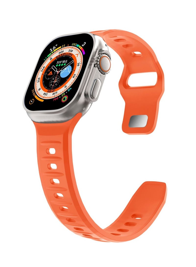 A-Case Series Amasra Compatible with Apple watch series 42/44/45/49mm Silicone Band Patented bidirectional connectors Strong magnetic attachment for easy length adjustment and secure fit Soft UV treated FKM SILICONE for lasting smooth finish Waterproof and washable - Orange - Image 1