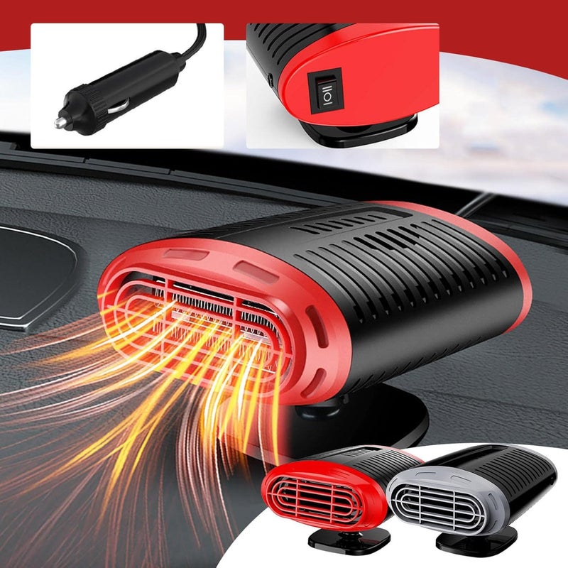 cheekyglo Car Heater, Universal 12V Winter Car Heater, Rotatable Defogging Heater, Fast Heating Heater, 2 in 1 Auto Car Heater Cooling Fan Defroster Defrost Windscreen Window Demister (Gray) - Image 2