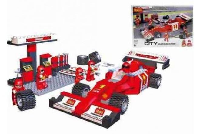 كوجو مجموعة مكعبات بناء – قاعدة سباق المدينة مع سيارة ومجسمات - Image 1