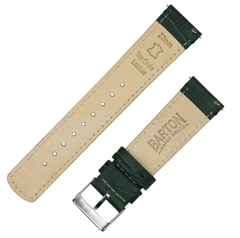 BARTON WATCH BANDS 20mm Forest Green - Alligator Grain - Quick Release Leather Watch Bands - Image 4