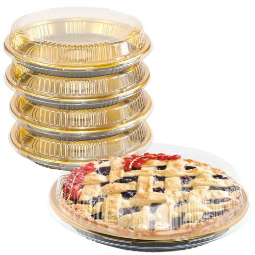 Tamnjvrr 5 Pcs Disposable Pie Carrier with Clear Lid Round Cake Cupcake Container for Pies Cake Slice Candy Pizza Salads Meal Prep 12 Inch - Image 1