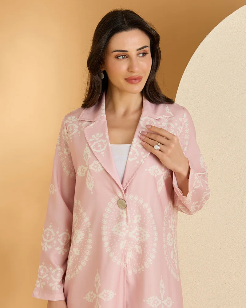 Redtag Women Pink Printed Casual Jacket