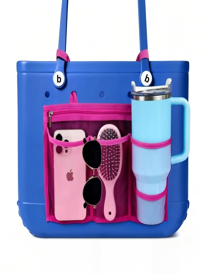 BestStone Organizer Insert Holder for Bogg Bag Accessories - Mesh Divider Pouch insert With Zipper for M/XL Beach Rubber Tote Bag , Compatible with Stanley Cup & Phone Holder, Easy Storage Solution(Hot Pink) - Image 1