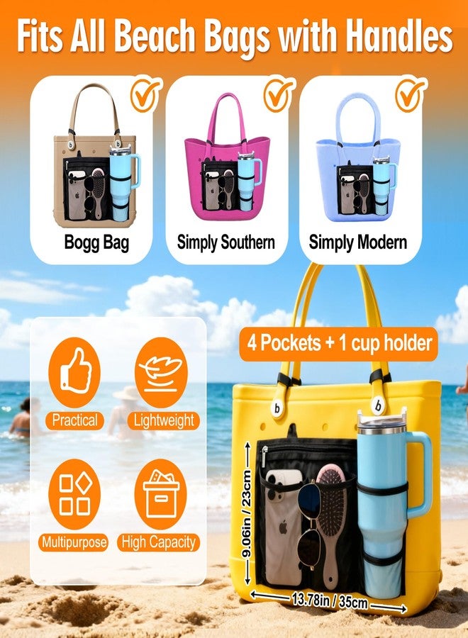 BestStone Organizer Insert Holder for Bogg Bag Accessories - Mesh Divider Pouch insert With Zipper for M/XL Beach Rubber Tote Bag , Compatible with Stanley Cup & Phone Holder, Easy Storage Solution(Hot Pink) - Image 4
